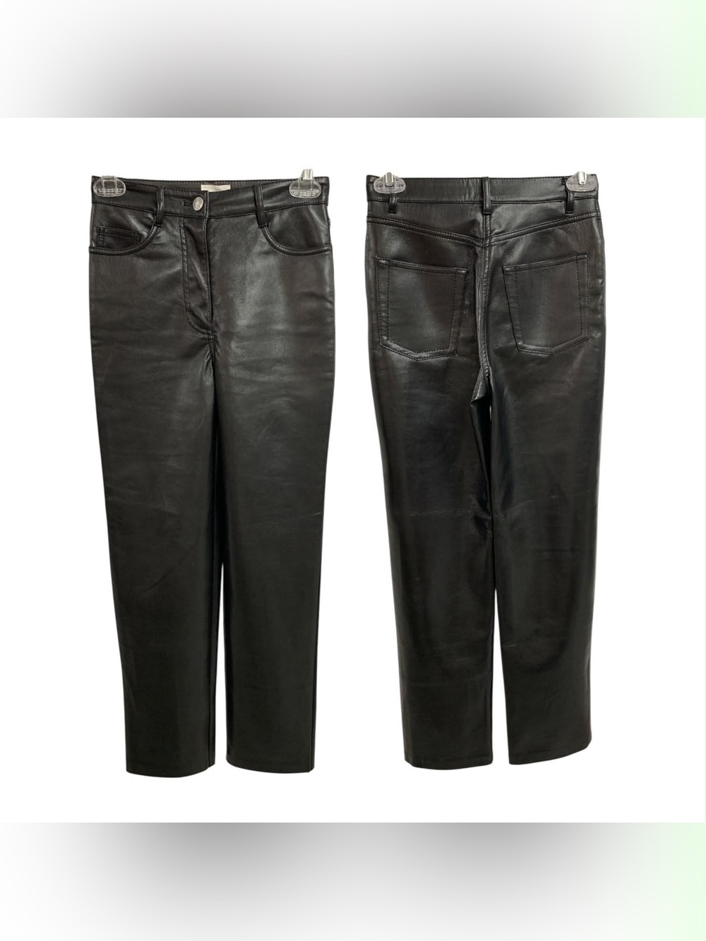 Aritzia Black Faux Leather Straight Leg Pants Size XXS